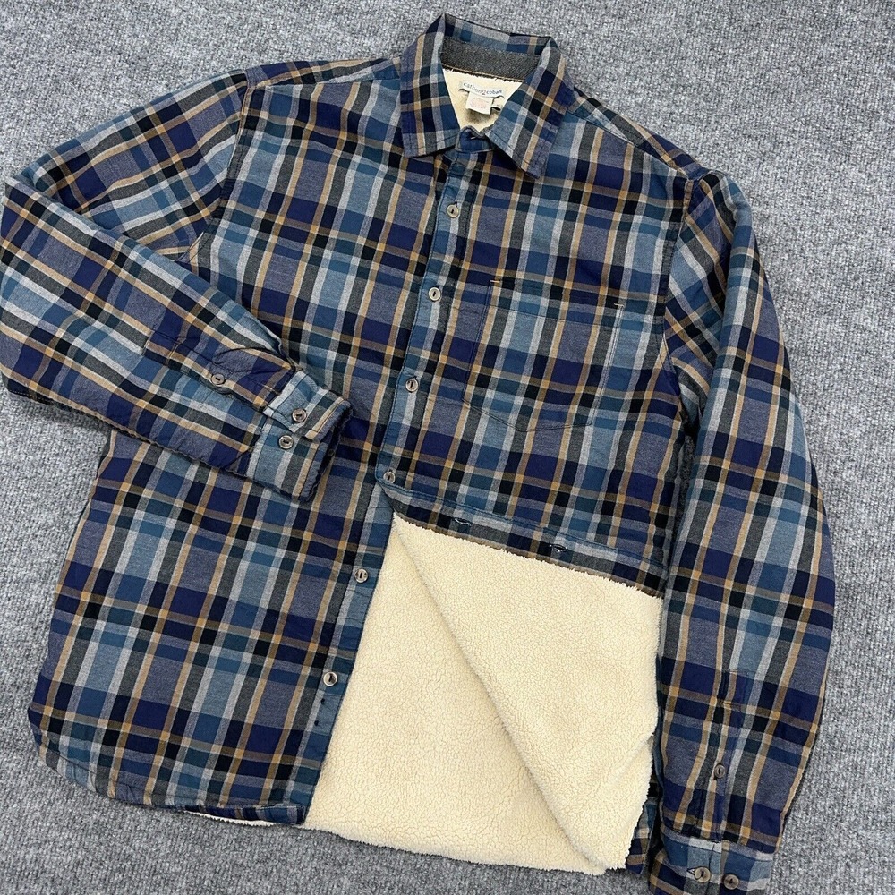 Carbon 2 Cobalt Shacket Mens Small Multicolor Plaid Flannel Sherpa Lined Pocket